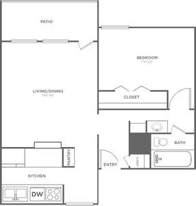 One  Bedroom / One Bath - 686 Sq. Ft.*