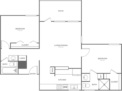 C2 - Two Bedroom / Two Bath - 950 Sq. Ft.*